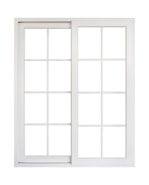 Real marco de ventana de casa vintage aislado en fondo blanco
