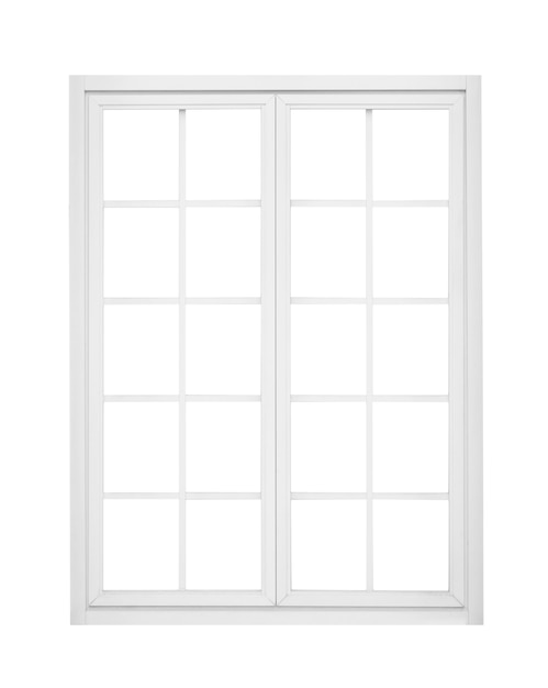 Real marco de ventana de casa vintage aislado en fondo blanco
