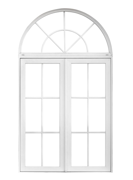 Real marco de ventana de casa vintage aislado en fondo blanco