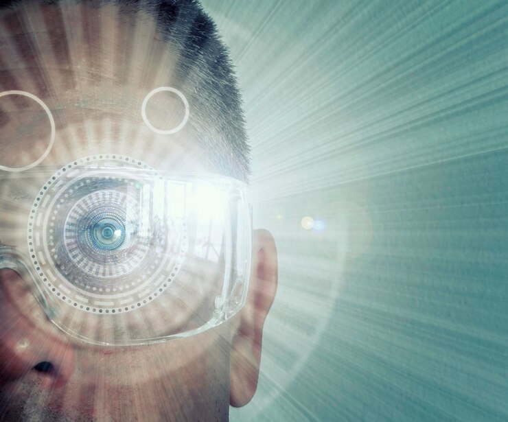 Foto realidad aumentada ojo digital de un hombre