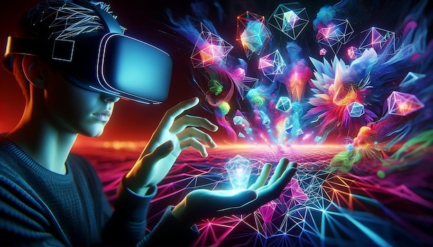 Foto realidade virtual 3d sonho cósmico digital