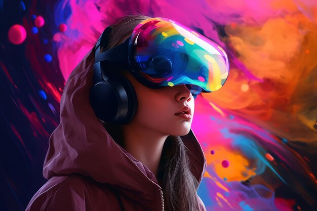 Realidade virtual de mulher colorida Gerar Ai