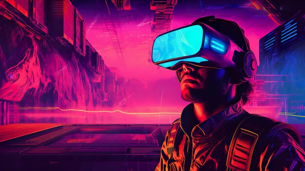 Realidade virtual Synthwave ai gerar