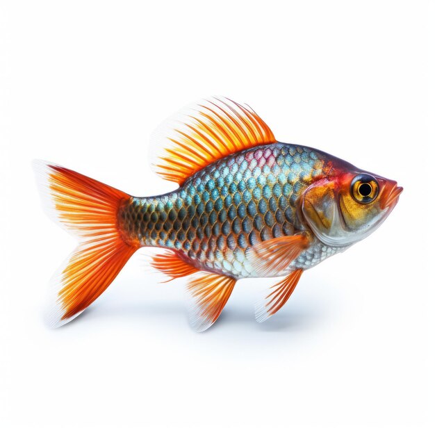 Realismo colorido peixe-dourado euboide isolado em fundo branco