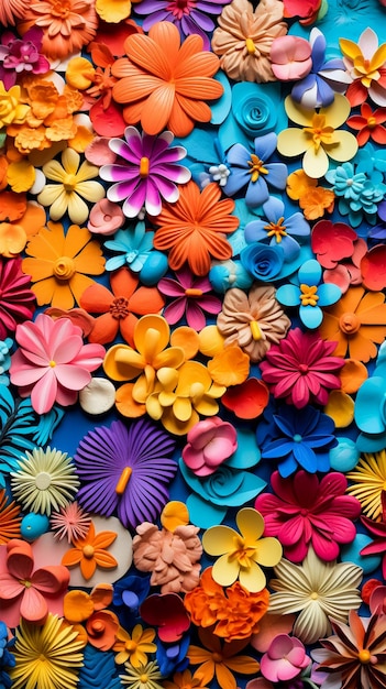 realismo flores de flores tropicales textura de estilo origami en 3D