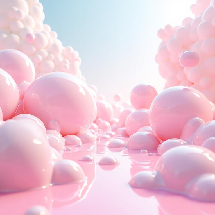 Realismo mágico Esferas brillantes y paleta de chicle en un mundo futurista IA generativa