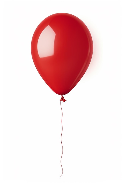 Realismo reluciente Balón rojo metálico sobre fondo blanco
