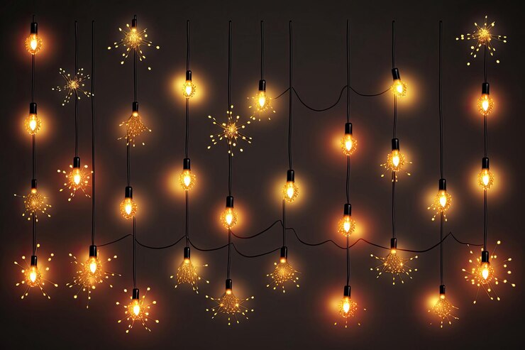 Foto realismus in das design der glühenden weihnachtsbeleuchtung bringen das verständnis der schlüsselelemente