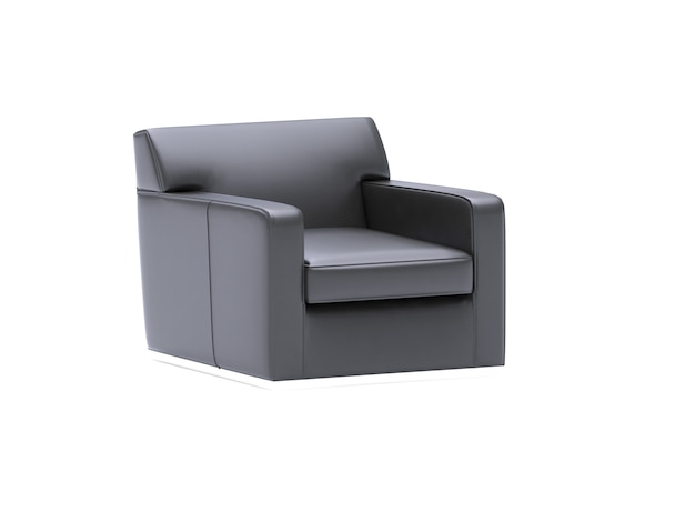 Realista 3D renderizado negro sofá singal asiento