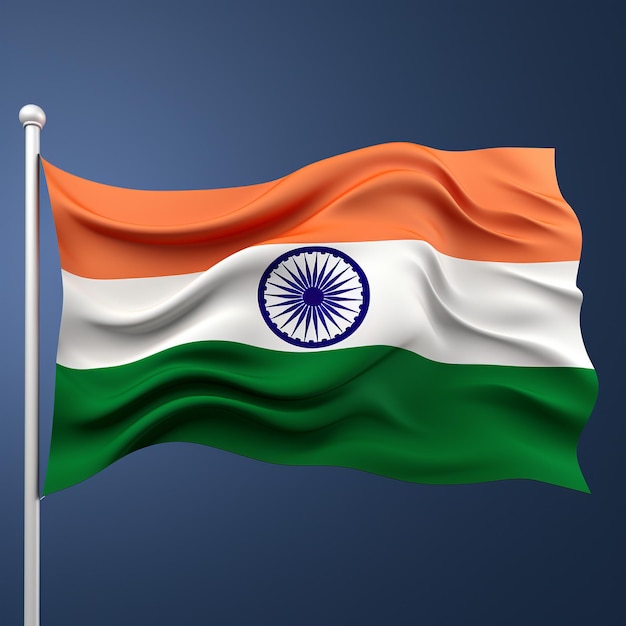 Realista bandera 3D de la India revoloteando en el viento