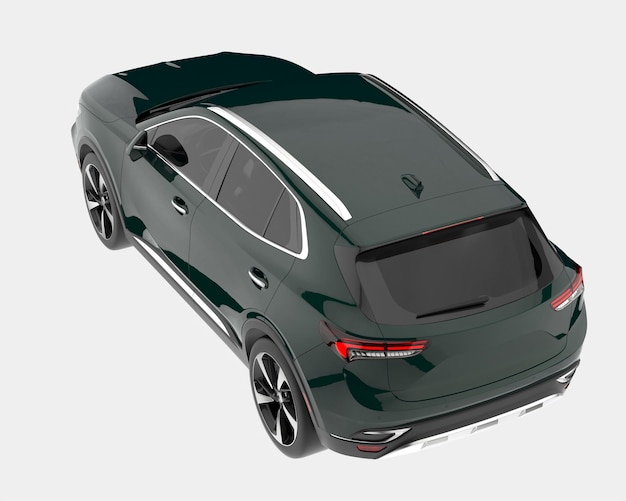 Realista coche SUV aislado en el fondo ilustración de renderización 3D