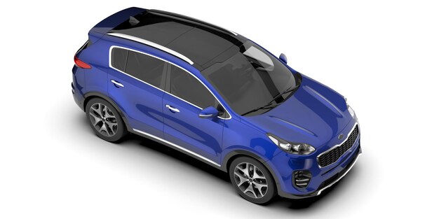 Realista coche SUV aislado en el fondo ilustración de renderización 3D