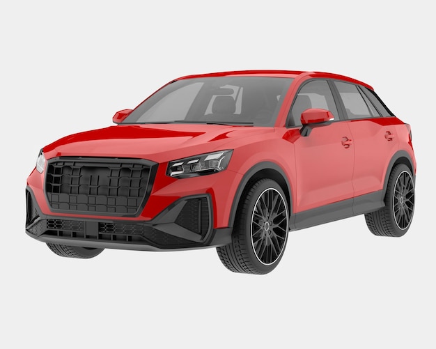 Realista coche SUV aislado en el fondo ilustración de renderización 3D
