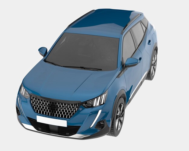 Realista coche SUV aislado en el fondo ilustración de renderización 3D