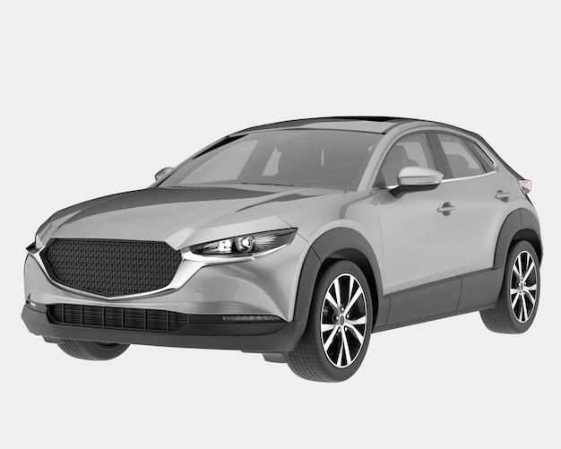 Realista coche SUV aislado en el fondo ilustración de renderización 3D