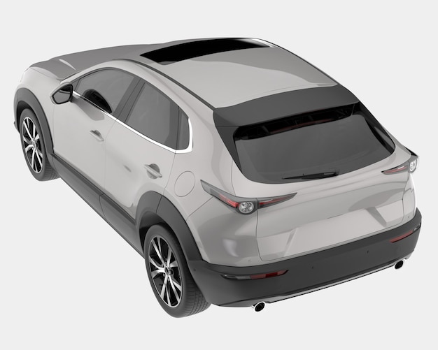 Realista coche SUV aislado en el fondo ilustración de renderización 3D