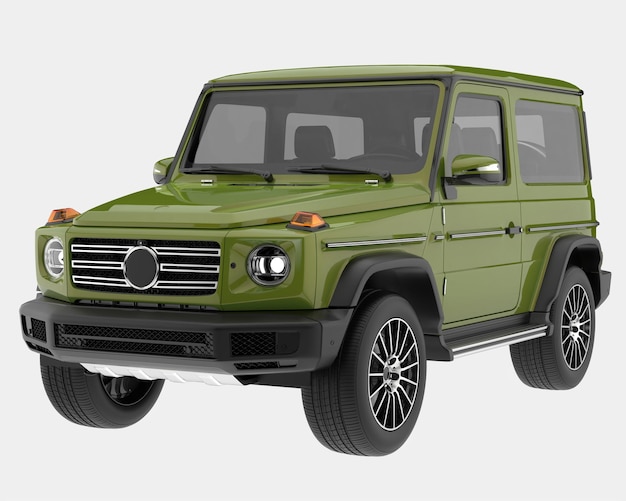 Realista coche SUV aislado en el fondo ilustración de renderización 3D