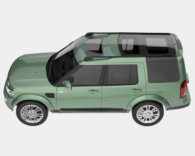 Realista coche SUV aislado en el fondo ilustración de renderización 3D