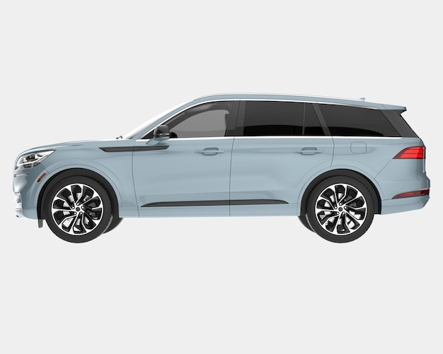 Realista coche SUV aislado en el fondo ilustración de renderización 3D