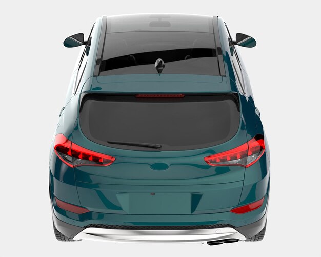 Realista coche SUV aislado en el fondo ilustración de renderización 3D