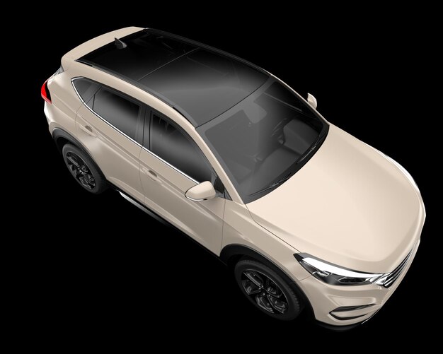 Realista coche SUV aislado en el fondo ilustración de renderización 3D