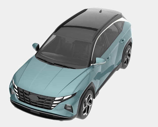 Realista coche SUV aislado en el fondo ilustración de renderización 3D