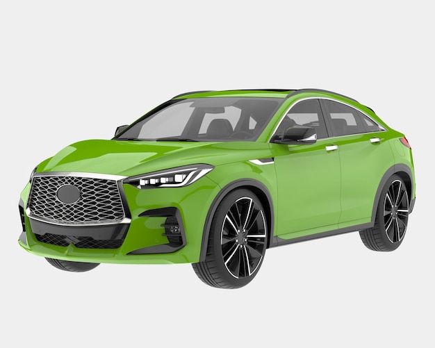 Realista coche SUV aislado en el fondo ilustración de renderización 3D