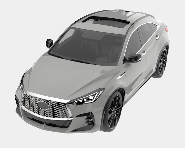 Realista coche SUV aislado en el fondo ilustración de renderización 3D