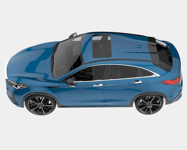 Realista coche SUV aislado en el fondo ilustración de renderización 3D
