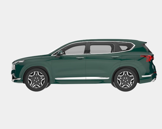 Realista coche SUV aislado en el fondo ilustración de renderización 3D