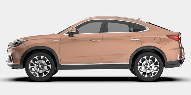 Realista coche SUV aislado en el fondo ilustración de renderización 3D