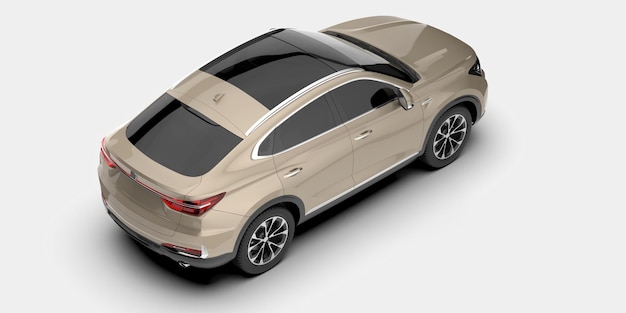 Realista coche SUV aislado en el fondo ilustración de renderización 3D