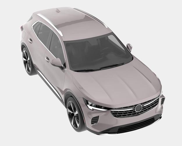 Realista coche SUV aislado en el fondo ilustración de renderización 3D
