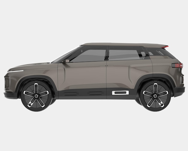 Realista coche SUV aislado en el fondo ilustración de renderización 3D