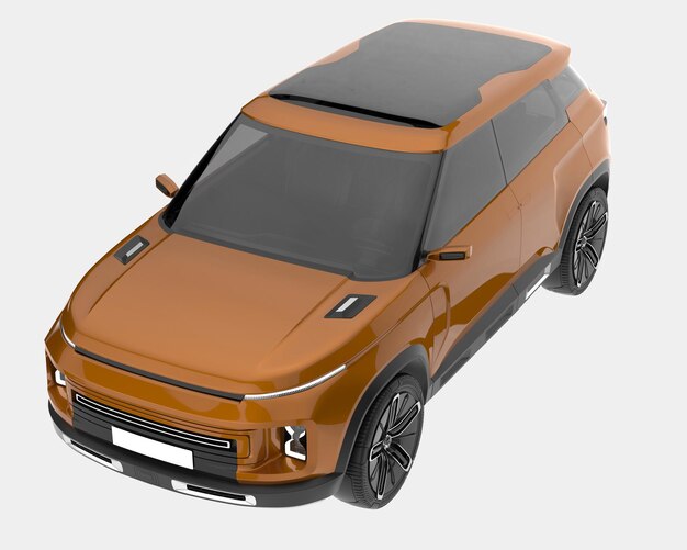 Realista coche SUV aislado en el fondo ilustración de renderización 3D