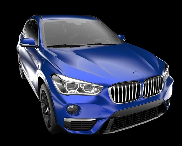 Realista coche SUV aislado en el fondo ilustración de renderización 3D