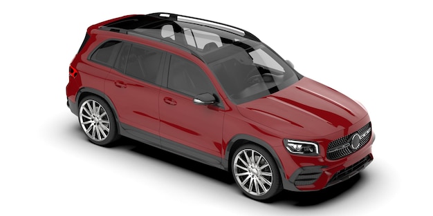 Realista coche SUV aislado en el fondo ilustración de renderización 3D