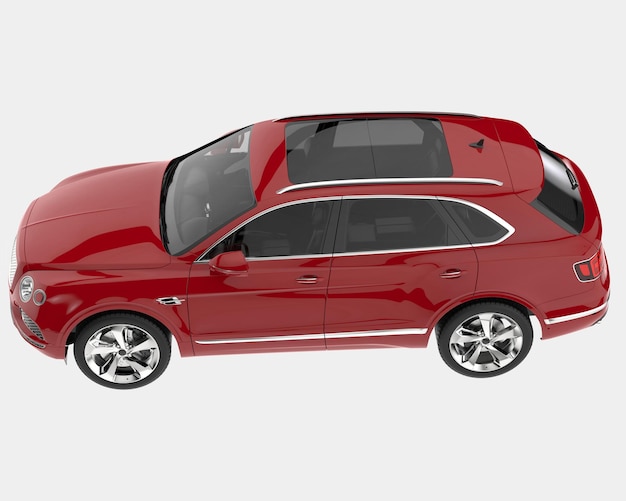 Realista coche SUV aislado en el fondo ilustración de renderización 3D