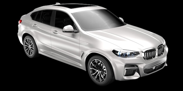 Realista coche SUV aislado en el fondo ilustración de renderización 3D