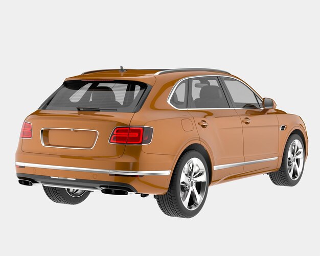 Realista coche SUV aislado en el fondo ilustración de renderización 3D