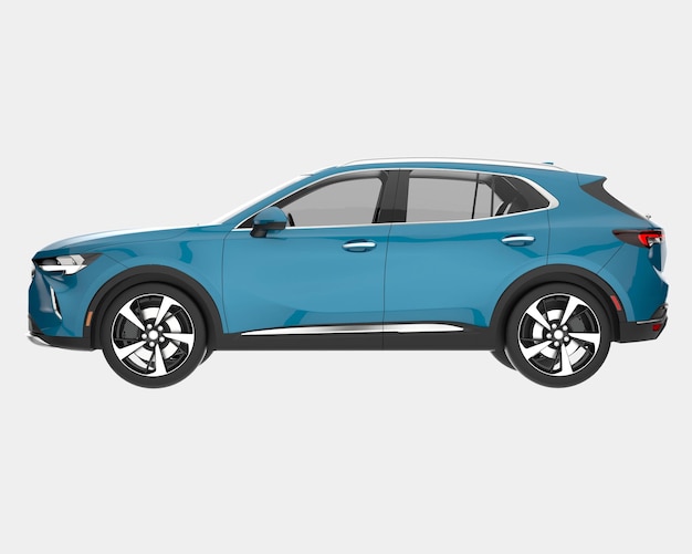 Realista coche SUV aislado en el fondo ilustración de renderización 3D
