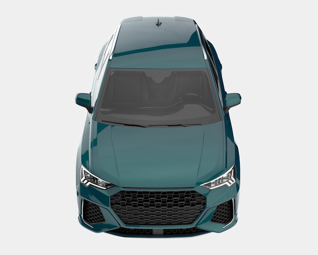 Realista coche SUV aislado en el fondo ilustración de renderización 3D