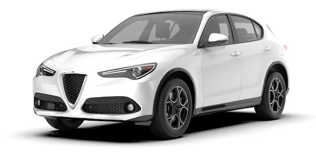 Realista coche SUV aislado en el fondo ilustración de renderización 3D