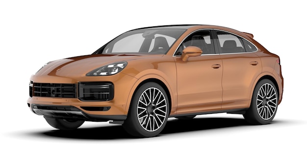 Realista coche SUV aislado en el fondo ilustración de renderización 3D