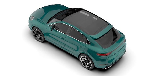 Realista coche SUV aislado en el fondo ilustración de renderización 3D