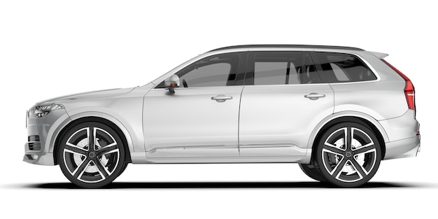 Realista coche SUV aislado en el fondo ilustración de renderización 3D