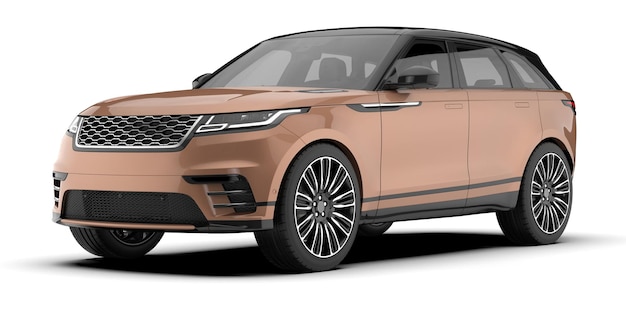Realista coche SUV aislado en el fondo ilustración de renderización 3D