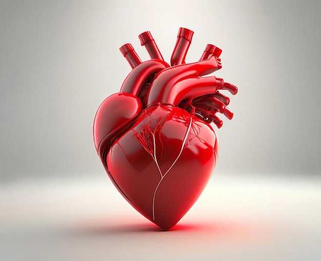 Realista corazón rojo 3d generado por IA
