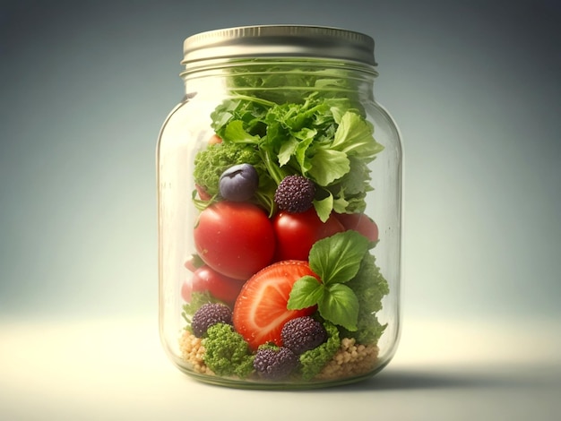 Foto realista en frasco de vidrio sobre fondo blanco alimentos secos aislados
