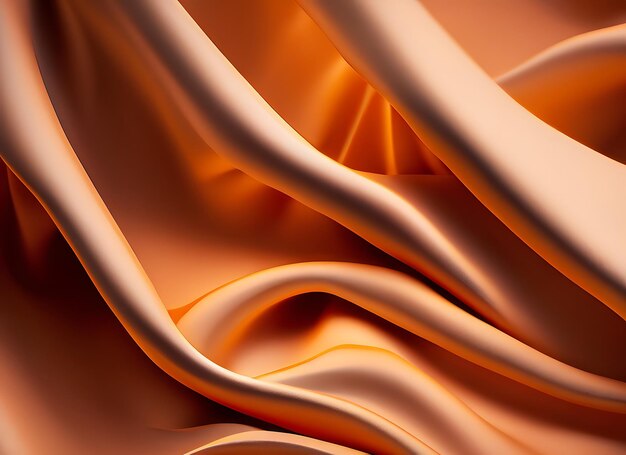 Realista fundo ondulado abstrato delicado e elegante pano de seda laranja